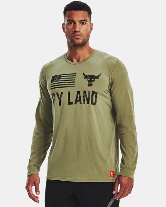 Men's Project Rock Veterans Day By Land Long Sleeve, Green, pdpMainDesktop image number 0